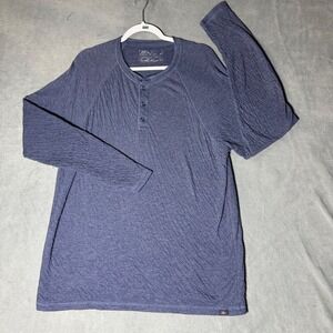 Faherty Cloud Cotton Henley Mens Large Blue Long Sleeve Pima Modal Raglan Shirt